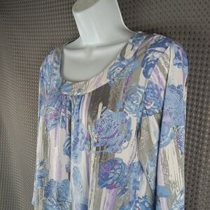 Allison Daley Petite Floral Print 3/4 Sleeve Scoop Neck Top Womens Size M Career